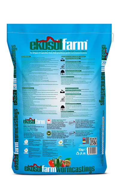 EkosolFarm Solucan Gübresi 10 Kg (20 LT) %25 Nem Oranı Tüm Bitkilerde Kullanıma Uygun %100 Solucan Gübresi