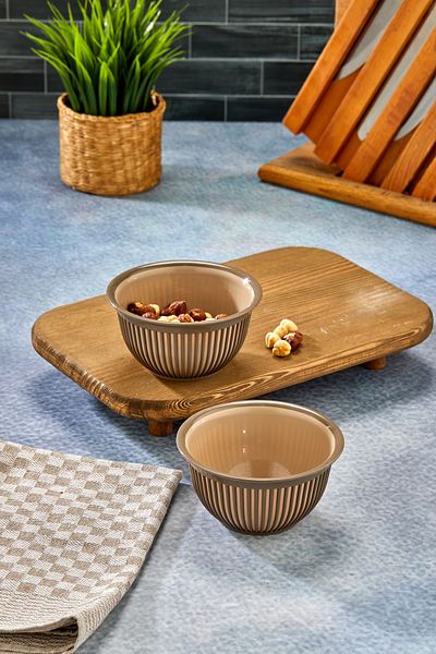 Milenay Set of Two 450ml Mini Size Multi-Purpose Stripe Pattern Bowl, Modern Design, Breakfast Nut Bowl