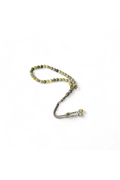 Hedea مسبحة صلاة من الحجر الطبيعي الزيتوني مع شرابات معدنية