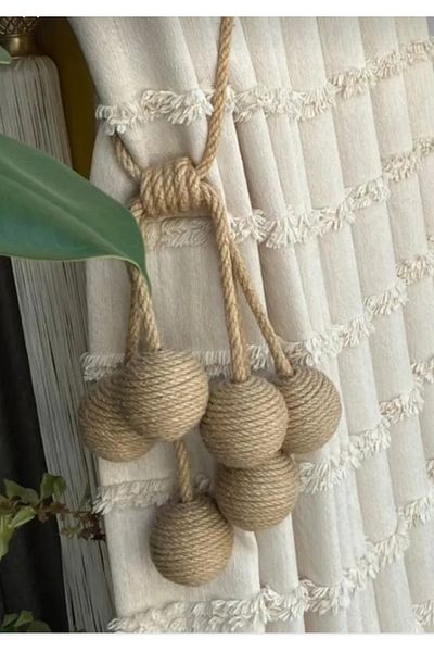 CEMRE Dream Background Tasseled Cream 1St Quality Original Cotton Linen 1/3 Tight Pleat (Single Wing)