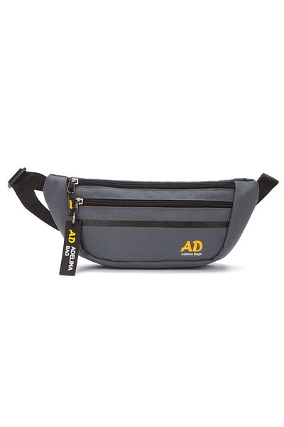 Adelina Bags Gray Unisex Cross Strap Waist Bag with Phone Compartment - Keychain Detail
