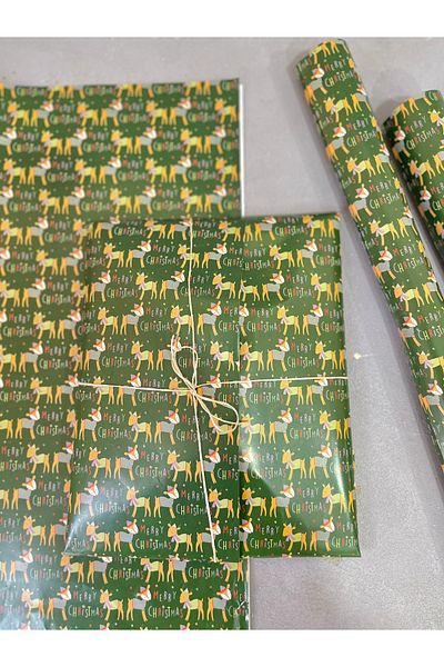 Meyofficial New Year Pattern Deer New Year Model Packaging Wrapping Paper 50*70 cm 4 Pieces