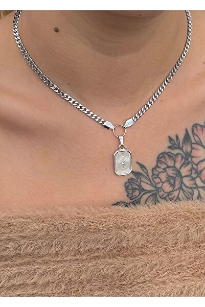 takıtarzım Γυναικείο ασημένιο ατσάλι κολιέ πολικό αστέρι