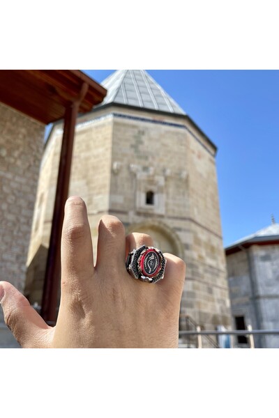 Sima Silver Gümüş Tasarım Taşlı Hiç Dua Yazılı Erkek Yüzük Takı