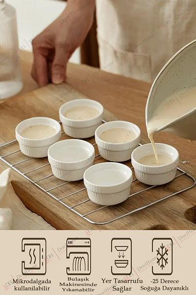 Alacarte 6 Pieces of Multi-Purpose Ceramic Souffle Bowl - Cake Mold - Snack Bowl