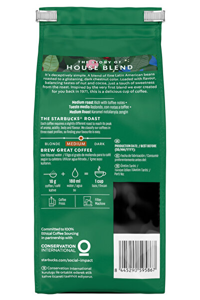 Starbucks Starbucks House Blend Medium Roast Öğütülmüş Kahve 200g