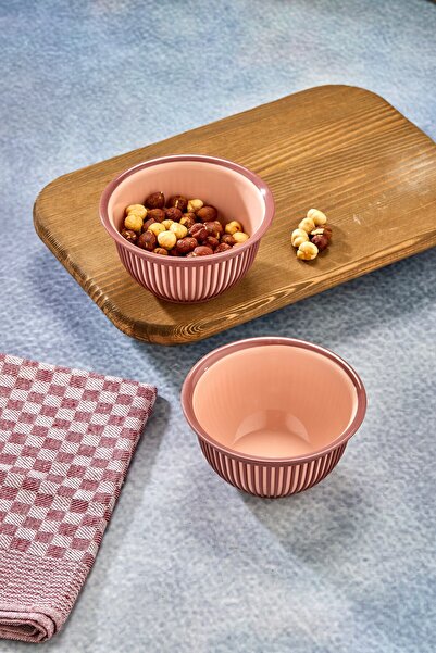 Milenay Set of Two 450ml Mini Size Multi-Purpose Stripe Pattern Bowl, Modern Design, Breakfast Nut Bowl