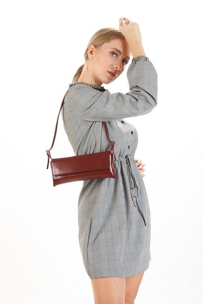 Adelina Bags Women's Covered Burgundy Baguette Bag