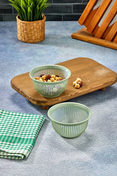 Milenay Set of Two 450ml Mini Size Multi-Purpose Stripe Pattern Bowl, Modern Design, Breakfast Nut Bowl
