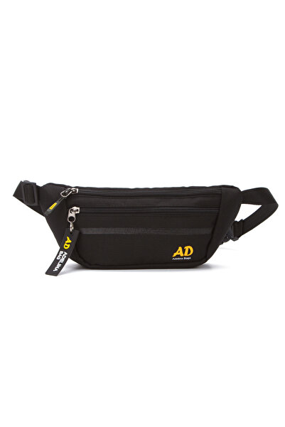 Adelina Bags Unisex Çapraz Askılı Telefon Bölmeli Siyah Bel Ve Omuz Çantası Anahtarlık Detaylı