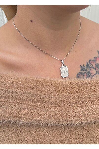 takıtarzım Çelik kutup yıldızı taşlı kadın kolye