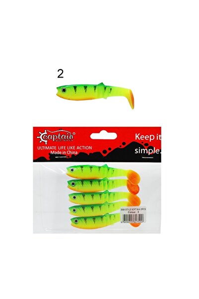 CAPTAIN 3569 Style Soft 8cm 5.4gr Levrek Turna Silikonu 5'li Paket Silikon Ye...