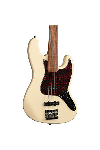 new orleans NJA300FS Okoume Ağacı Vintage Bej Perdesiz Aktif Elektro Bass Gitar