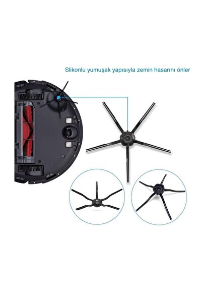 TECHPARTS Perie laterală compatibilă cu aspiratorul robot S5-S5 MAX Black, pachet de 2