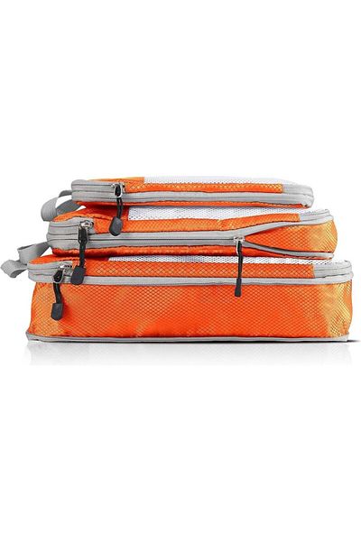 ZENİTH 3 Pieces Travel Organizer Scrap - Orange Set Suitcase Luggage Closet Organizer Vacuum Scrap