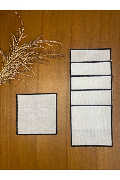 Smiling Home 6 Τεμάχια Λινά Μαύρο Χρώμα Κεντητό Τετράγωνο Κοκτέιλ Παρουσίασης...