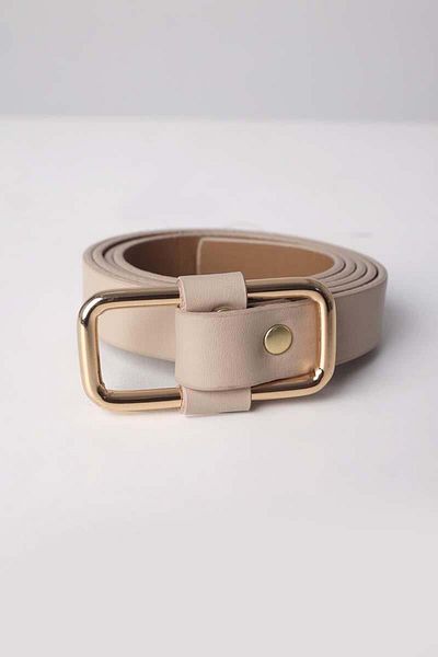 ALLDAY Beige-Rectangular Buckle Belt