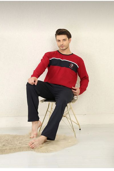 Free Beka Men's Long Sleeve Pajama Set Interlock Fabric