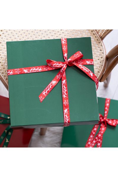THEIA HOME Green Medium Size Gift Box - Single with Lid, 25X25 cm