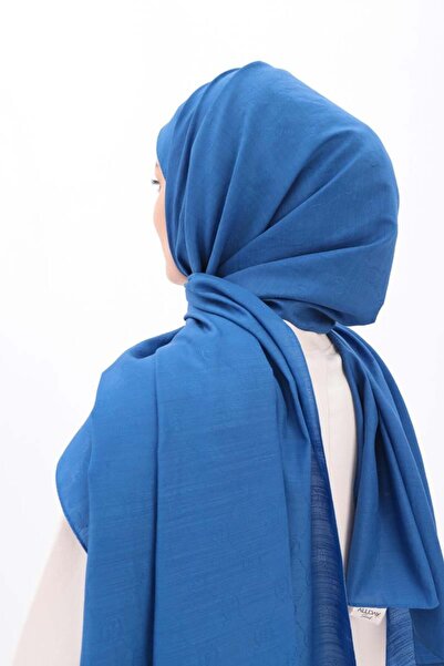 ALLDAY Blue Patterned Cotton Viscose Shawl