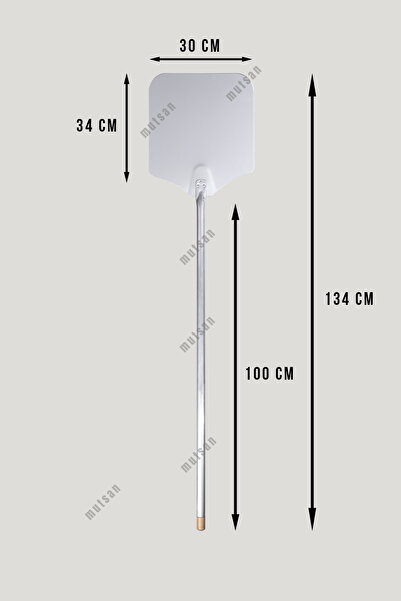 Mutsan Alüminyum Pizza Fırın Küreği (30Cm) - Pizza Küreği Alüminyum 30 Cm - 100 cm Alüminyum Saplı