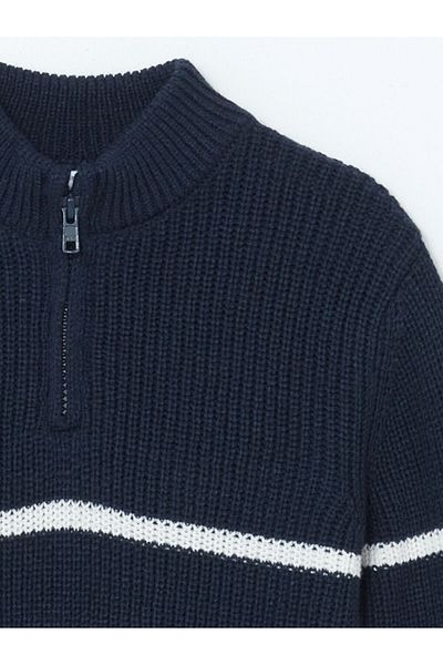 LC Waikiki Lcw Baby Navy Blue Stand Collar Boy's Knitwear Sweater