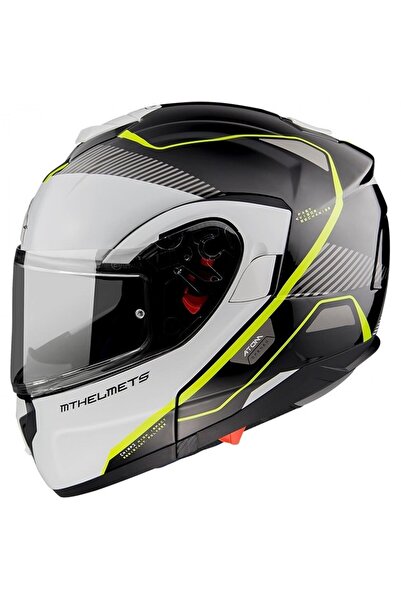 MT ATOM SV B3 ÇENE AÇILIR KASK VİZÖRLÜ NEON SARI BEYAZ SMALL