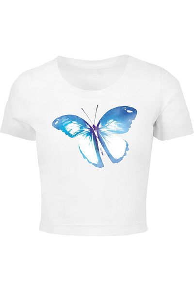 Mister Tee Damen Ladies Butterfly Crop Tee