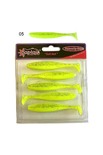 CAPTAIN Shad Tail Soft 10cm 4.7gr Levrek Silikonu 5li Paket Suni Silikon Yem ...