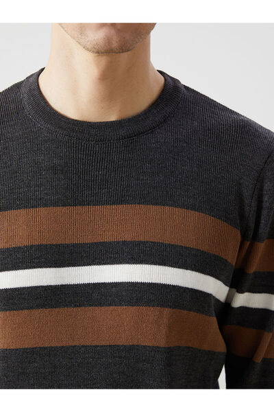 LC Waikiki Bisiklet Yaka Uzun Kollu Çizgili Erkek Triko Kazak LCWAIKIKI Classic