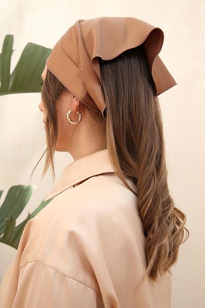 ALLDAY Beige-Satin Triangle Multi-Use Scarf