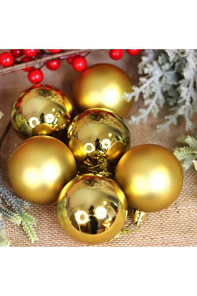 OKAVANGO 6 Bucuri Cici Ball GOLD Set Ornament Decor Pom de Crăciun 6 Cm