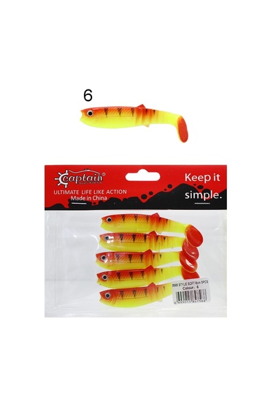 CAPTAIN 3569 Style Soft 8cm 5.4gr Levrek Turna Silikonu 5'li Paket Silikon Ye...