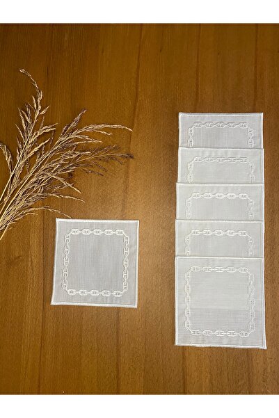 Smiling Home 6 قطع من منديل تقديم الكوكتيل المزخرف بسلسلة من الكتان الملون