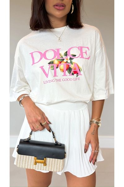 Jose Clothing Blanca Limited Edition Series Λευκό Μπλουζάκι από οργανικό βαμβάκι Oversize κοντομάνικο