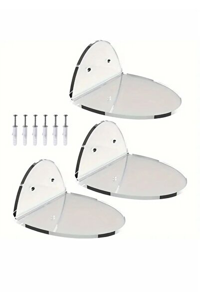 Pleksi Marketi PLEKSİ SEFFAF OVAL DUVAR RAFI -10CM--3 ADET--