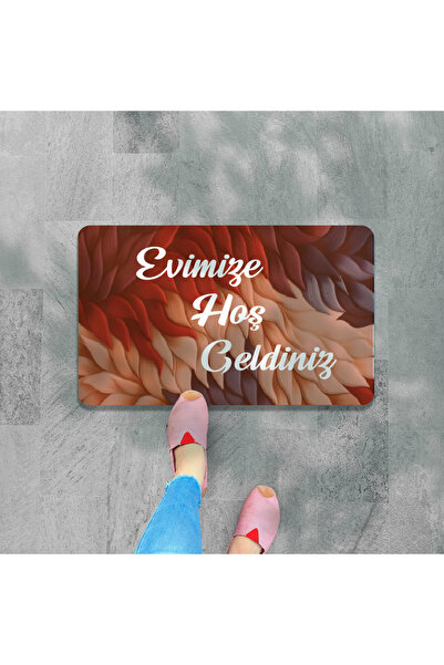 M&H Quality Covoraș de ușă 3D - Bine ați venit scris cu model de flori, impri...