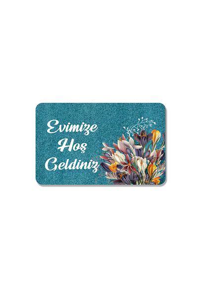 M&H Quality Welcome Written Digital Printed Flower Pattern Hooded Non-slip Mat - Washable for Inside and Outside
