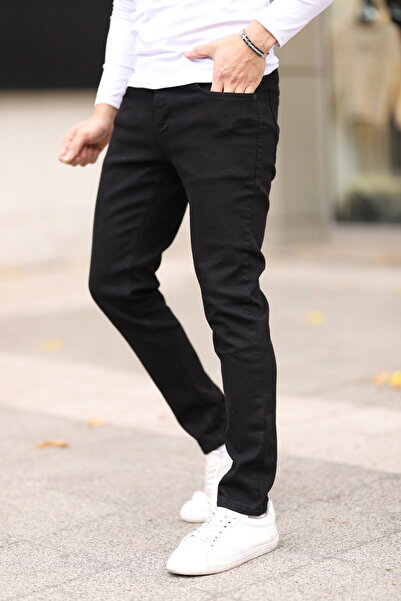 Newtime Ανδρικό παντελόνι Slim Fit Lycra ίσιο μαύρο μαύρο