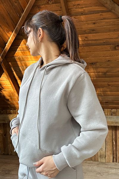 OXVİN Women's Oversize Puff Soft Hooded Sweatshirt - Cut Out Pocket, 3 Thread, Fleece Inside Surface