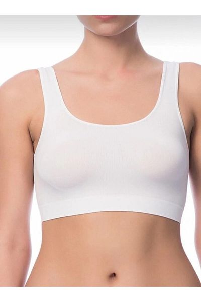 NBB 2410 - 4 Pcs Women's White Thick Strap Half Bustier |   Advantage Pack