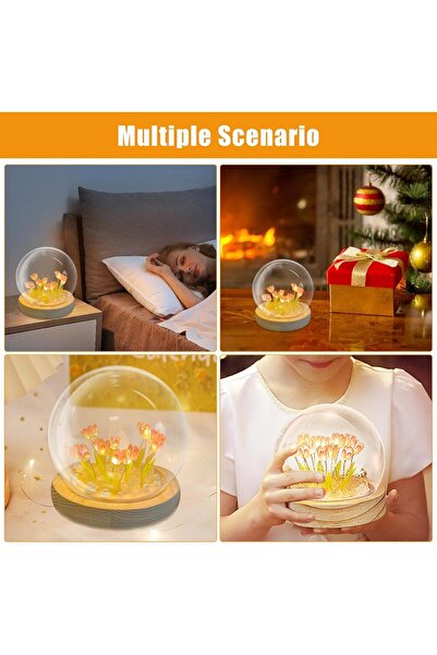 Genel Markalar Lale Kristal Işıklı Küre Pembe Büyük Boy (15X15 CM)