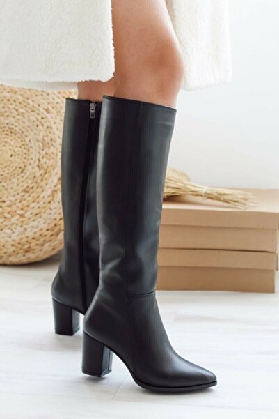 DARUGA Cizme de zi cu zi cu fermoar cu toc gros pentru femei