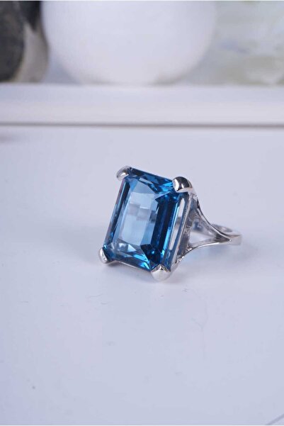 Aksesuaring London Blue Topaz Gümüş Yüzük