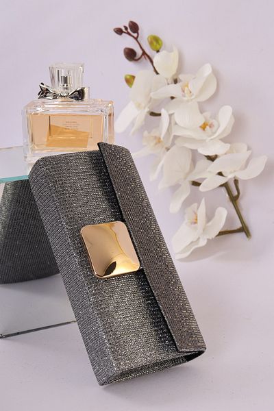 weem bag Βραδινή τσάντα φορέματος Weembag 254 ριγέ σε σχήμα Nal με πέτρα