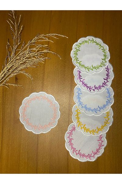 Smiling Home 6 Pieces of Linen Colored Dimple Patterned Cocktail Presentation Napkins