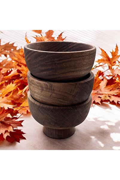 zagorwood 3-Piece Walnut Wood Snack Bowl Turkish Delight Bowl Treat