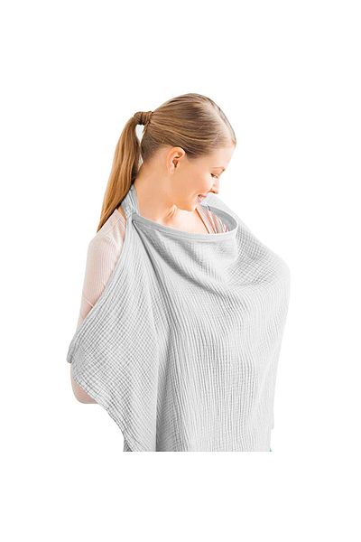Marigoldhome مريلة للرضاعة الطبيعية مصنوعة من قطن 100% مكونة من 4 طبقات من الموسلين العضوي مقاس 60 × 100 سم