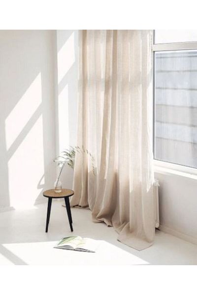 Buldan Tekstil Buldan Cotton Vintage Λινό Κουρτίνα Απλό Απλό Φυσικό Υφαντό Η σκίαστρα είναι σε σχήμα πλάτους x μήκους