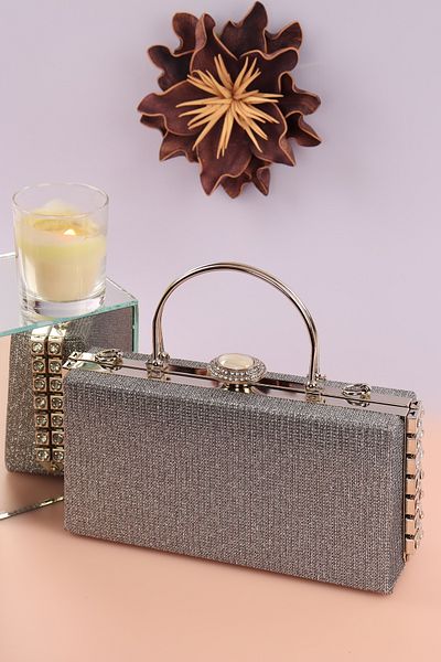 weem bag Τσάντα βραδινού φορέματος Weembag 470 με ριγέ πέτρινη λαβή